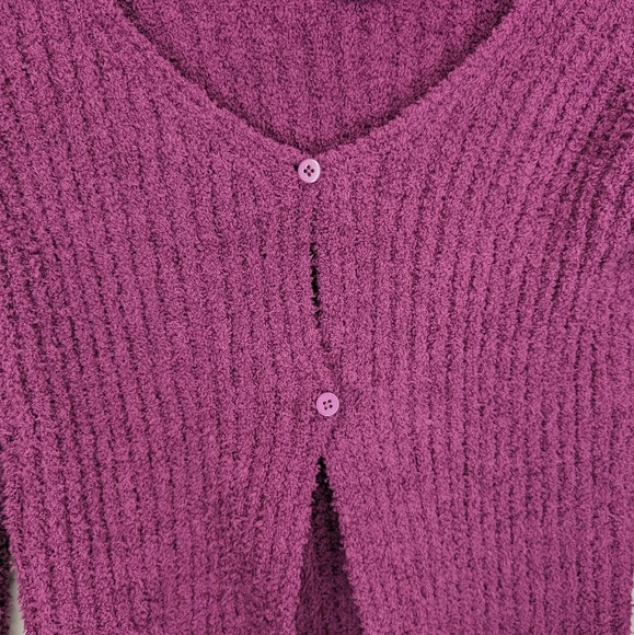 Ella & Emma Plum Purple Cropped 2 Button V Neck  Baby Cardigan Women Small Y2K - Picture 3 of 8